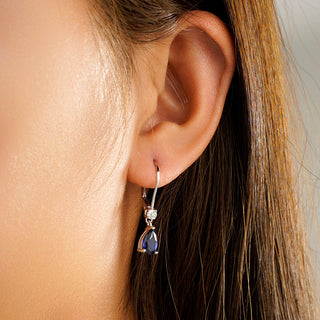 Pear Sapphire With Diamond Drop Earrings