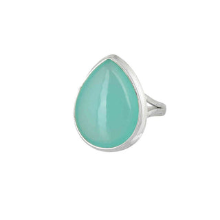 NATURAL AQUA CHALCEDONY GEMSTONE RING WITH 925 STEALING SILVER By HARSHITA JEWELLERY