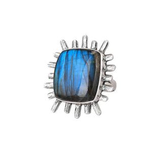 NATURAL BLUE FIRE LABRADORITE GEMSTONE RING 925 STEALING SILVER RING By HARSHITA JEWELLERY