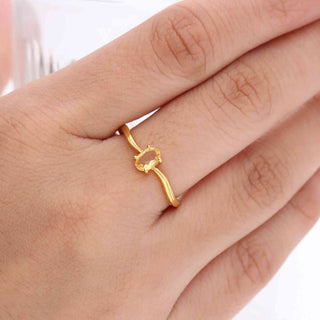 SOLITAIRE CITRINE GEMSTONE, 925 STERLING SILVER, DECORATED WITH DEDICATED WOMEN JEWELRY