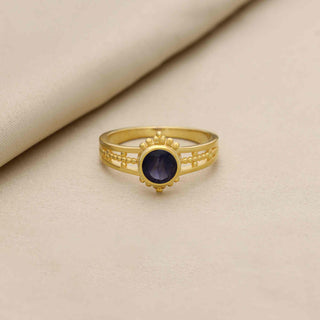 SOLITAIRE IOLITE GEMSTONE, 925 STERLING SILVER, DECORATED WITH DEDICATED WOMEN JEWELRY