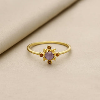BEAUTIFUL AMETHYST OR RED GARNET GEMSTONE, 925 STERLING SILVER, DECORATED WITH DEDICATED WOMEN JEWELRY