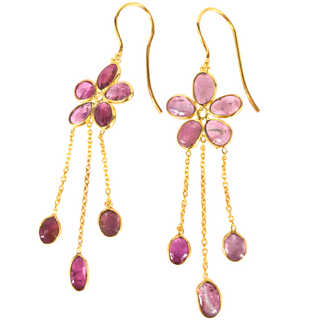 Pink Tourmaline GOLD PLATED EARRING BEST FOR WOMEN'S AND GIRLS By Harshita Jewellery