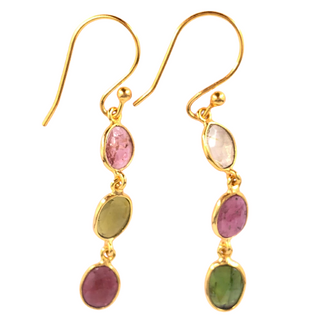 Multi Tourmaline GOLD PLATED EARRING BEST FOR WOMEN'S AND GIRLS By Harshita Jewellery