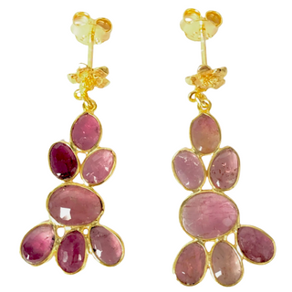 Pink Tourmaline GOLD PLATED EARRING BEST FOR WOMEN'S AND GIRLS By Harshita Jewellery