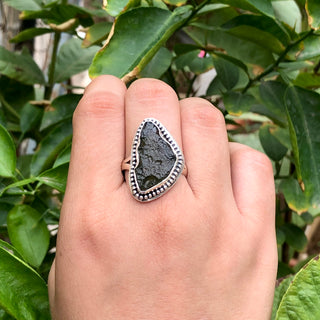 Moldavite Ring,925 Solid Sterling Silver Ring, Raw Stone Moldavite, Genuine Czech Republic Moldavite Gemstone Ring, Gift For Mom