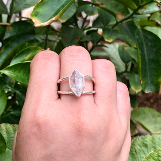 Natural Raw Herkimer Ring, 925 Solid Sterling Silver Czech Republic Raw Gemstone Handmade Jewelry Ring Gift For Her