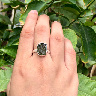 Moldavite Ring,925 Solid Sterling Silver Ring, Raw Stone Moldavite, Genuine Czech Republic Moldavite Gemstone Ring, Gift For Mom