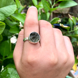 Natural Raw Moldavite Ring, 925 Solid Sterling Silver Czech Republic Raw Gemstone Handmade Jewelry Ring Gift For Her