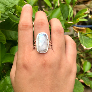 Rainbow Moonstone Ring, 925 Sterling Silver Handmade Women's Ring, Natural Gemstone Silver Ring, Gift For mom