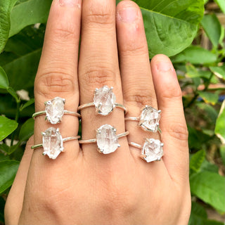 Genuine Natural Raw Herkimer Diamond Ring, Rough Herkimer Diamond Ring, 925 Sterling Silver Ring, April Birthstone Ring, Gift For Her