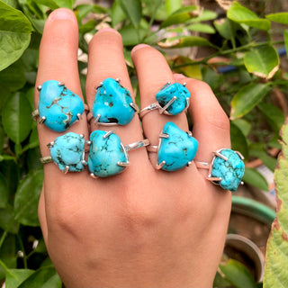 Turquoise Ring, 925 Sterling Silver Ring, Raw Turquoise Ring, Chunky Turquoise Ring, Uncut Gemstone Ring, Gift For Her