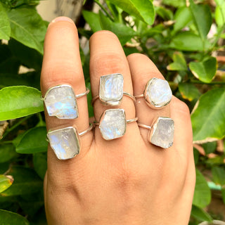 Rainbow Moonstone Ring, 925 Sterling Silver Handmade Women's Ring, Natural Gemstone Silver Ring, Uncut Gemstone Ring, Gift For mom