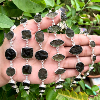 Genuine Moldavite Bracelet, 925 Sterling Silver Handmade Adjustable Women's Bracelet, Moldavite Silver Bracelet, Gift For Mom 
