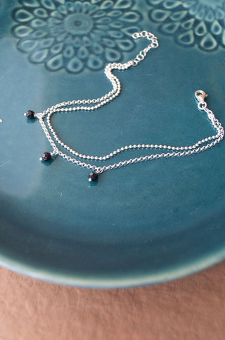 Black Bead Charms Anklet By Harshita Jewellery