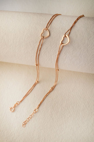 Halo Heart Rose Gold Plated Anklet By Harshita Jewellery