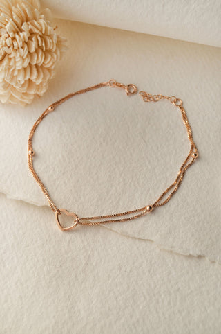 Halo Heart Rose Gold Plated Anklet By Harshita Jewellery