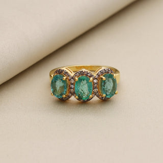 Victorian Emerald & Polki Diamond Wedding Ring For Women By Harshita Jewellery
