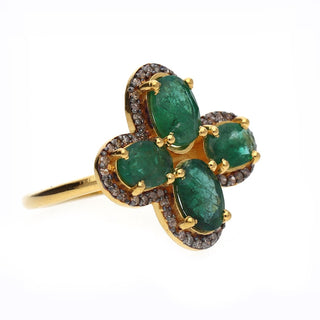 Emerald & Polki Diamond Engagement Ring For Women By Harshita Jewellery