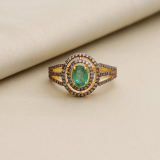 Emerald & Polki Diamond Wedding Ring For Women By Harshita Jewellery