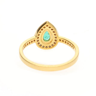 Pear Emerald & Polki Diamond Wedding Ring For Women By Harshita Jewellery
