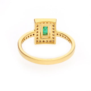 Cushion Emerald & Polki Diamond Wedding Ring For Women By Harshita Jewellery