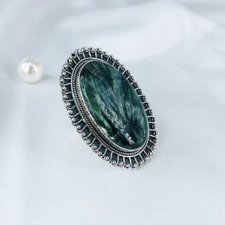 Seraphinite Gemstone Ring By Harshita Jewellery