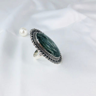 Seraphinite Gemstone Ring By Harshita Jewellery