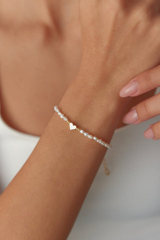 Pearl Bracelet Gold Heart Love Charm Bracelet For women