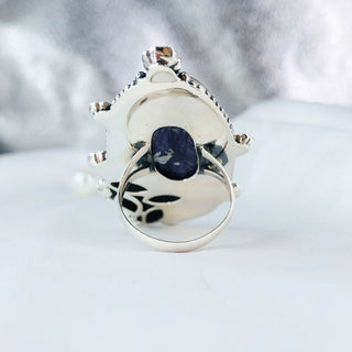 Charoite & Citrine Gemstone Ring By Harshita Jewellery