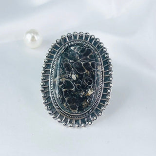 Turritella Jasper Gemstone Ring By Harshita Jewellery