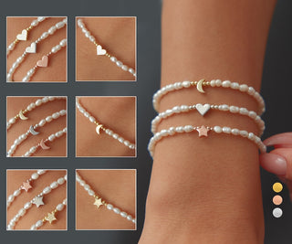 Pearl Bracelet Gold Heart Love Charm Bracelet For women