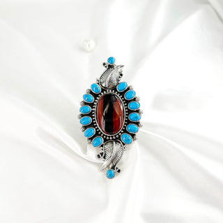 Tiger's Eye Ring & Turquoise Gemstone Ring By Harshita Jewellery