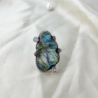 Labradorite & Moonstone Ring By Harshita Jewellery