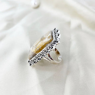 Natural Fossil Coral Ring By Harshita Jewellery