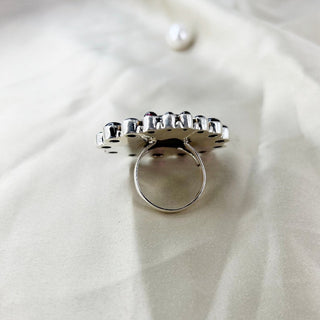 Natural Labradorite & Garnet Heart Gemstone Ring By Harshita Jewellery