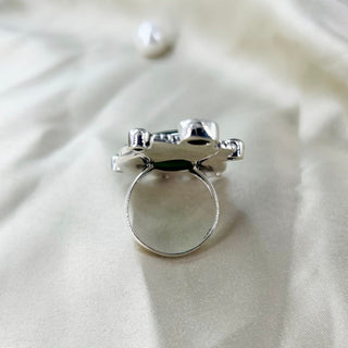 Natural Green Onyx, Garnet & Rose Quartz Ring By Harshita Jewellery