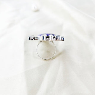 Rainbow Moonstone & Charoite Ring By Harshita Jewellery