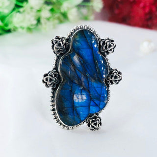 Natural labradorite Gemstone ring By Harshita Jewellery