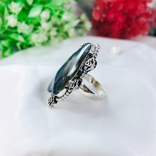 Natural labradorite Gemstone ring By Harshita Jewellery