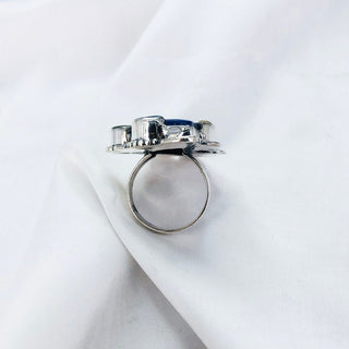 Natural Lapis lazuli, Blue Topaz, Citrine & Peridot Ring By Harshita Jewellery