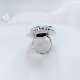 Natural Lapis Lazuli And Rough Rose Quartz Ring By Harshita Jewellery