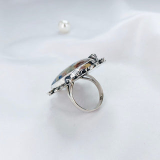 Natural Sodalite, Blue Topaz, Peridot And Faceted Amethyst Ring By Harshita Jewellery