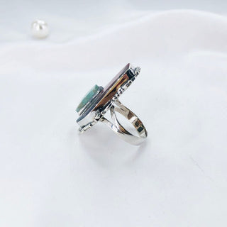 Natural Botswana Agate And Amazonite  Ring By Harshita Jewellery