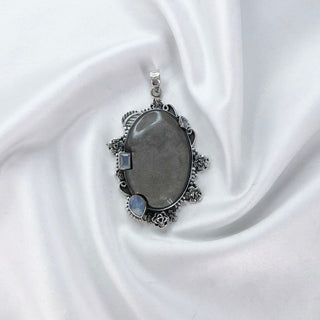 Silver Sheen Obsidian Pendant By Harshita Jewellery