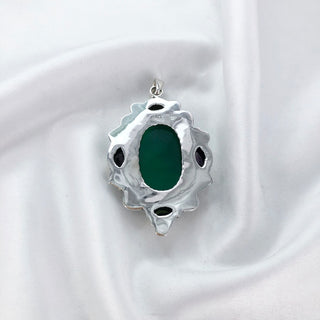 Natural Green Onyx, Amethyst & Peridot Gemstone Pendant By Harshita Jewellery