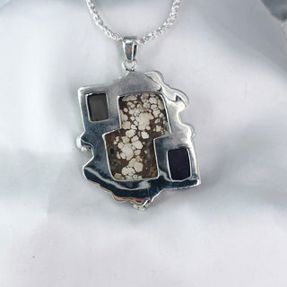 Natural wild horse jasper And Rough Amethyst, Rose Quartz Pendant By Harshita Jewellery