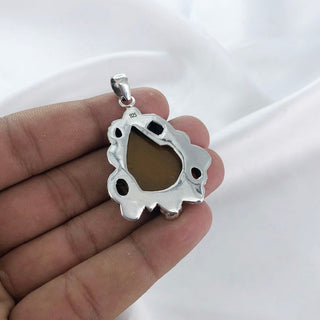 Natural Tiger's Eye, Rose Quartz, Garnet, Citrine & Carnelian Pendant By Harshita Jewellery