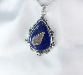 Natural Lapis Lazuli & Rose Quartz Gemstone Pendant By Harshita Jewellery