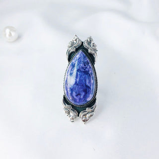 Natural Charoite Gemstone Ring By Harshita Jewellery